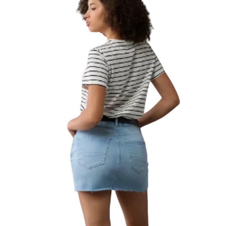 New American Eagle Womens Size 4 Curvy High Rise Mini Denim Blue Jean Skirt