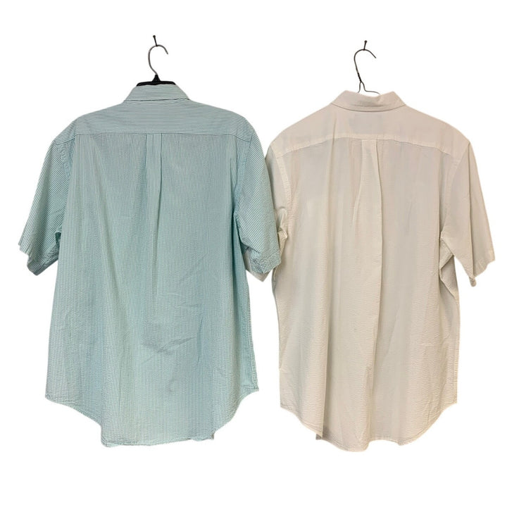 Lot of 2 American Living Mens XL Cotton Striped Button Up Seersucker Shirts EUC