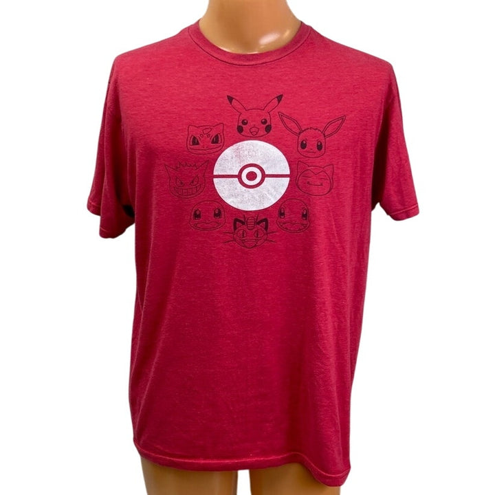 Pokemon Mens XL Pokeball Pikachu PolyCotton Short Sleeve Crew Neck Tee Shirt