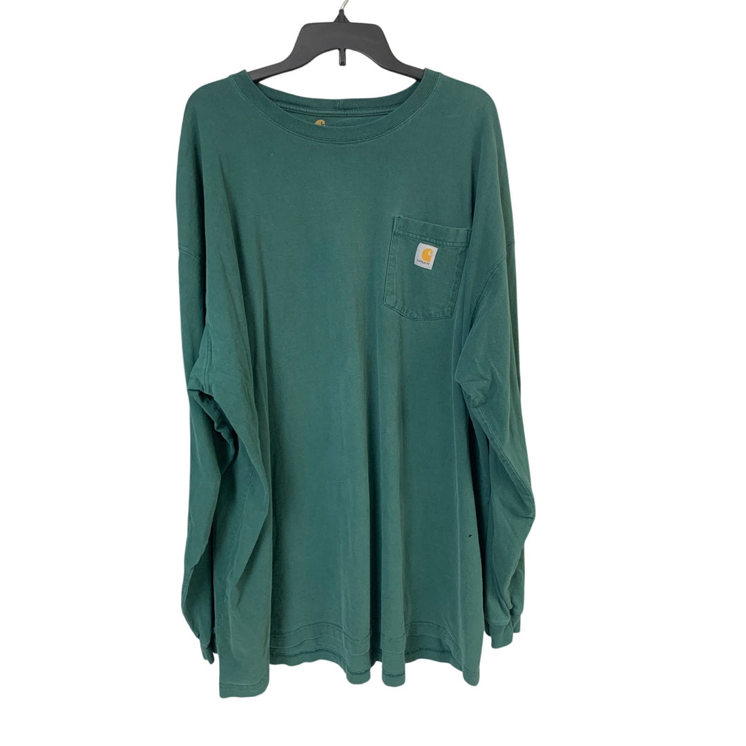 Carhartt Mens 3XLT Lot 2 Dark Green Pocket T-Shirts Short &amp; Long Sleeve