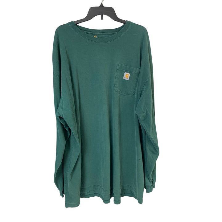 Carhartt Mens 3XLT Lot 2 Dark Green Pocket T-Shirts Short &amp; Long Sleeve