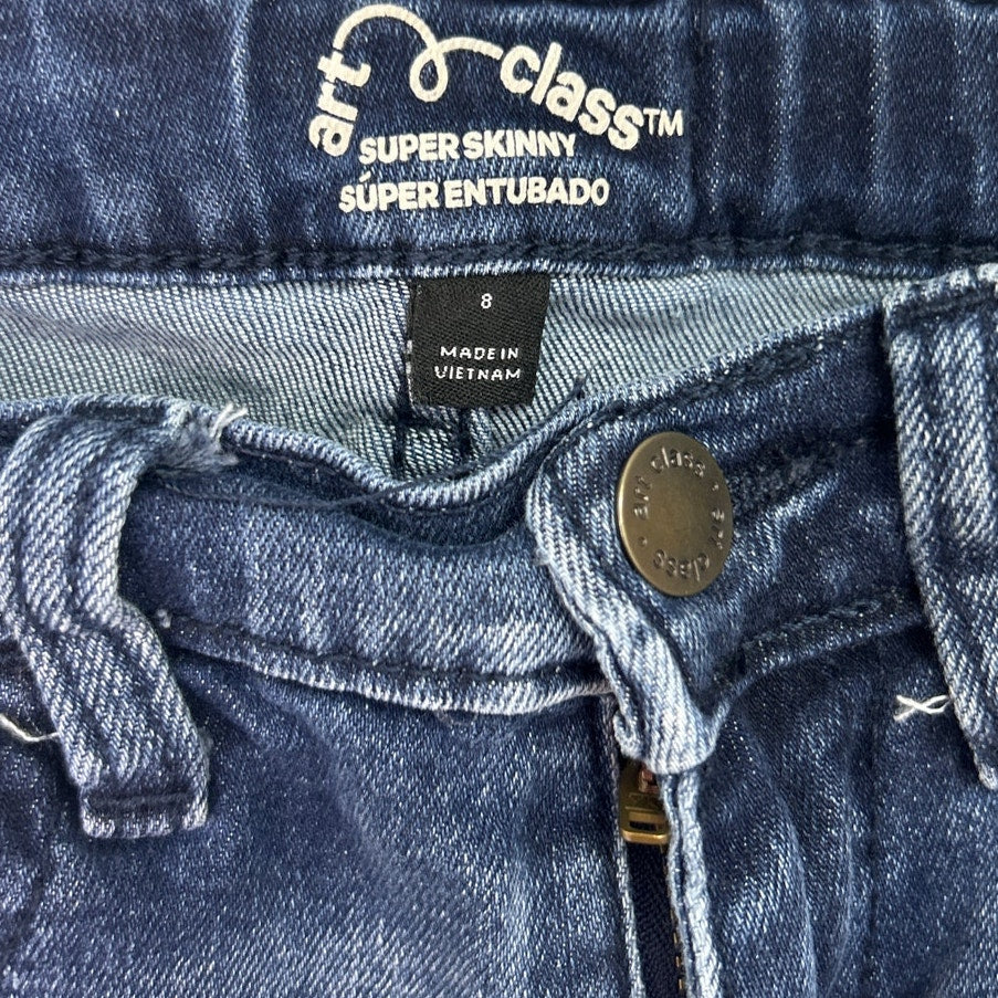 Lot of 2 Art Class Cat &amp; Jack Girls Size 8 Adjustable Waist Denim Blue Jeans