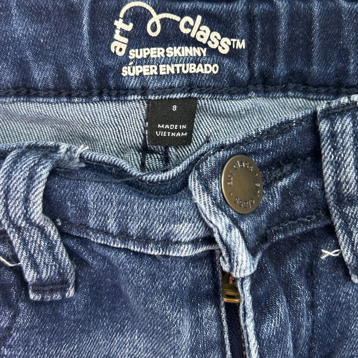Lot of 2 Art Class Cat &amp; Jack Girls Size 8 Adjustable Waist Denim Blue Jeans