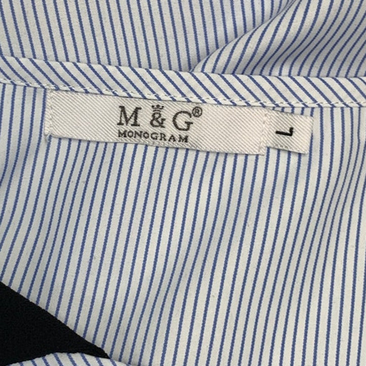 M &amp; G Monogram Womens Large Striped Polyester Sleeveless Floral Top Blouse