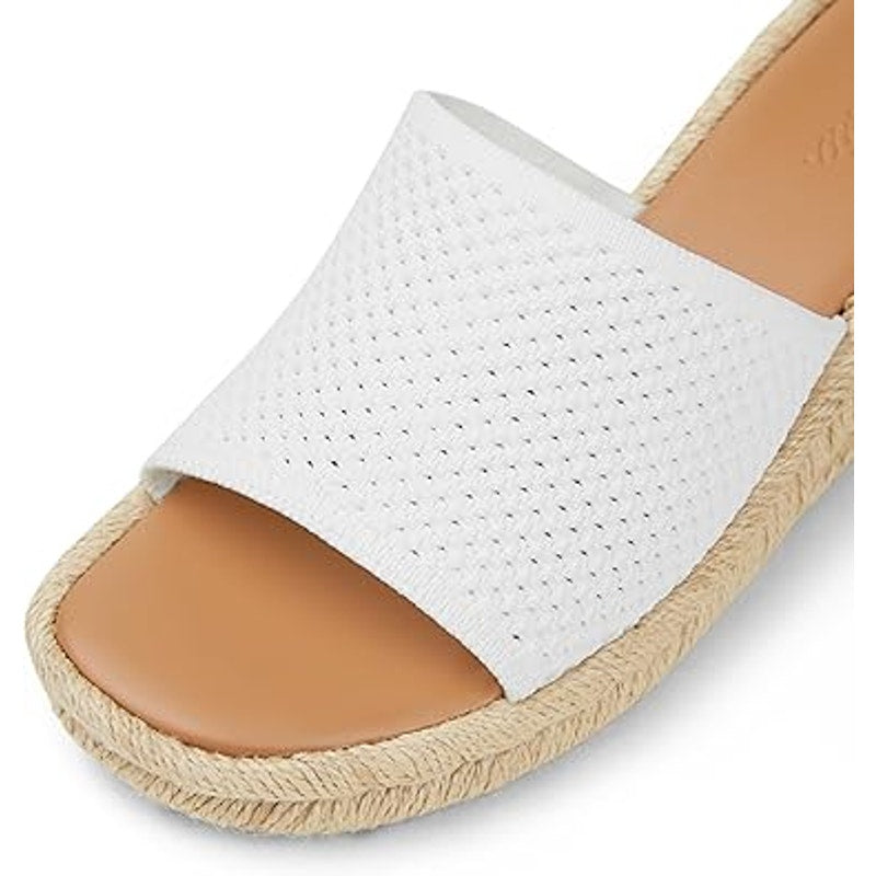 Arromic Womens Size 8.5 White Mesh Tan Wedge Platform Espadrille 2" Heel Sandals