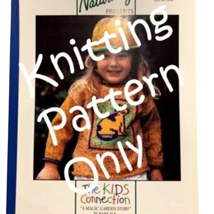 New Hand Knit Yarns by Naturally K521 Childs Sweater Cat Motif Knitting Pattern