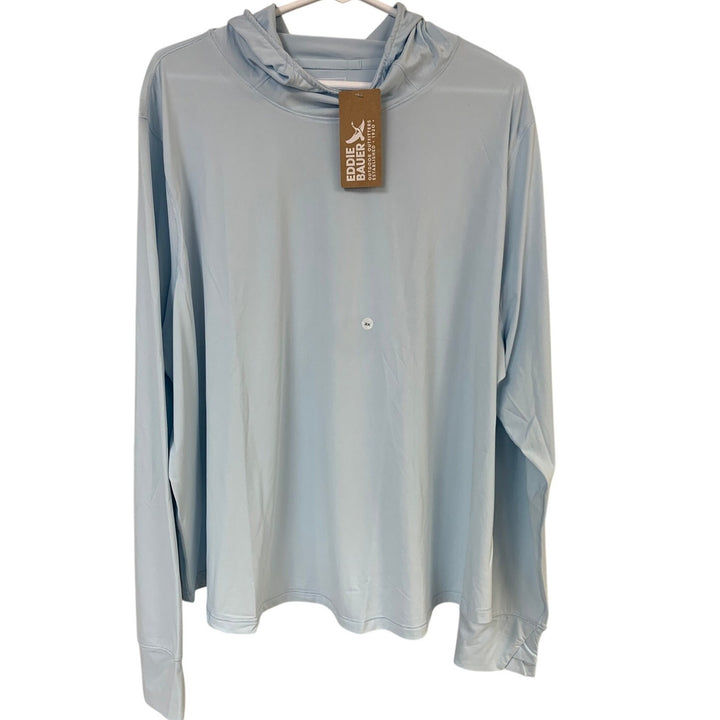 New Eddie Bauer Womens Blue Long Sleeve Solarfoil Lightweight UPF 50+ Hoodie