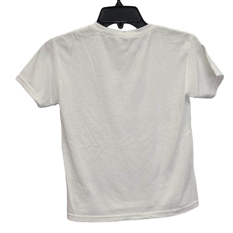 New Hand Printed Upcycled Youth Small Pine Cone Short Sleeve Cotton Blend Tee