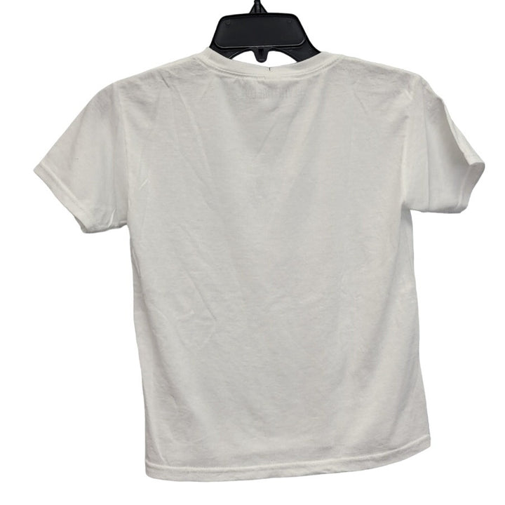 New Hand Printed Upcycled Youth Small Pine Cone Short Sleeve Cotton Blend Tee