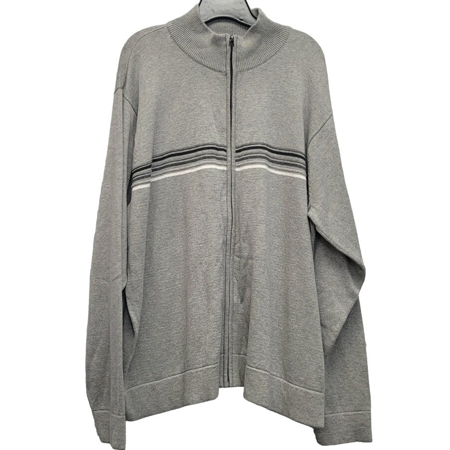 Arrow Mens XXL 100% Cotton Textured Mini Stipes Long Sleeve Zip Up Sweater