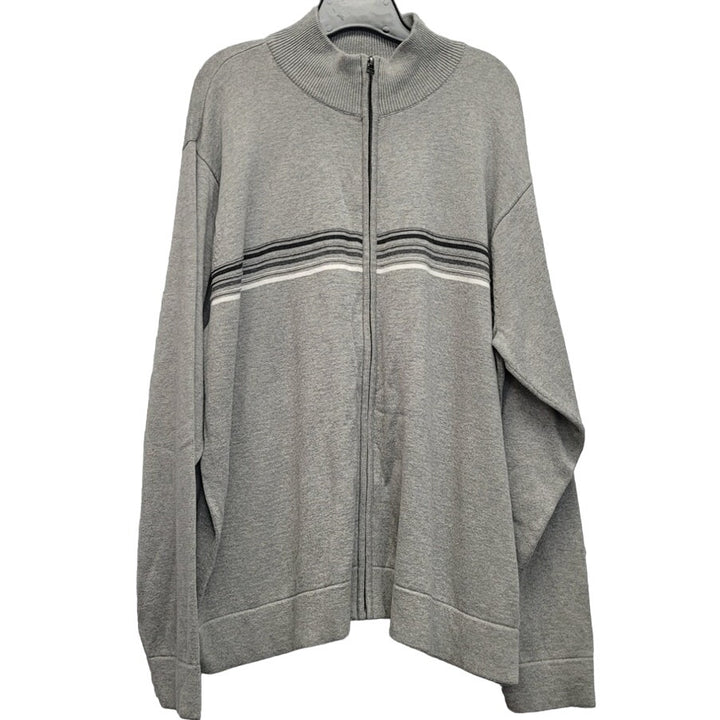 Arrow Mens XXL 100% Cotton Textured Mini Stipes Long Sleeve Zip Up Sweater
