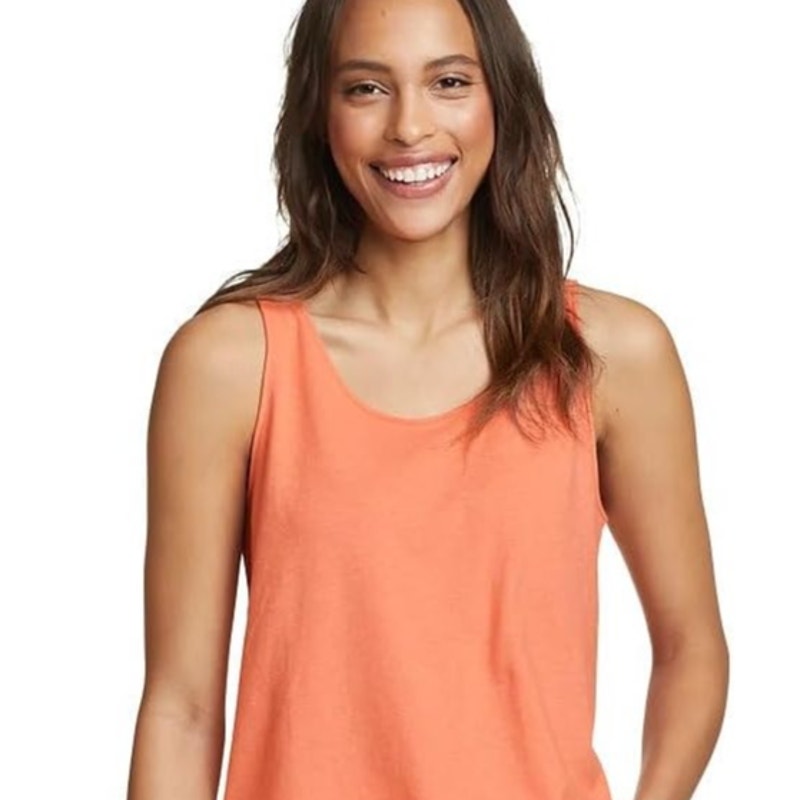 New Eddie Bauer Womens Dusty Coral Orange Hemplify Swing Hemp Blend Tank Top