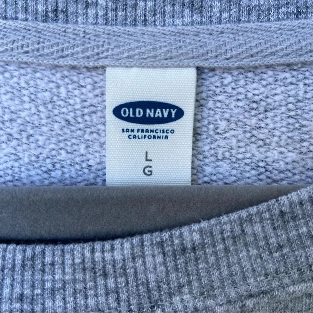Old Navy Womens Large Heathered Gray Sunday Long Sleeve Crew Neck Sweatshirt