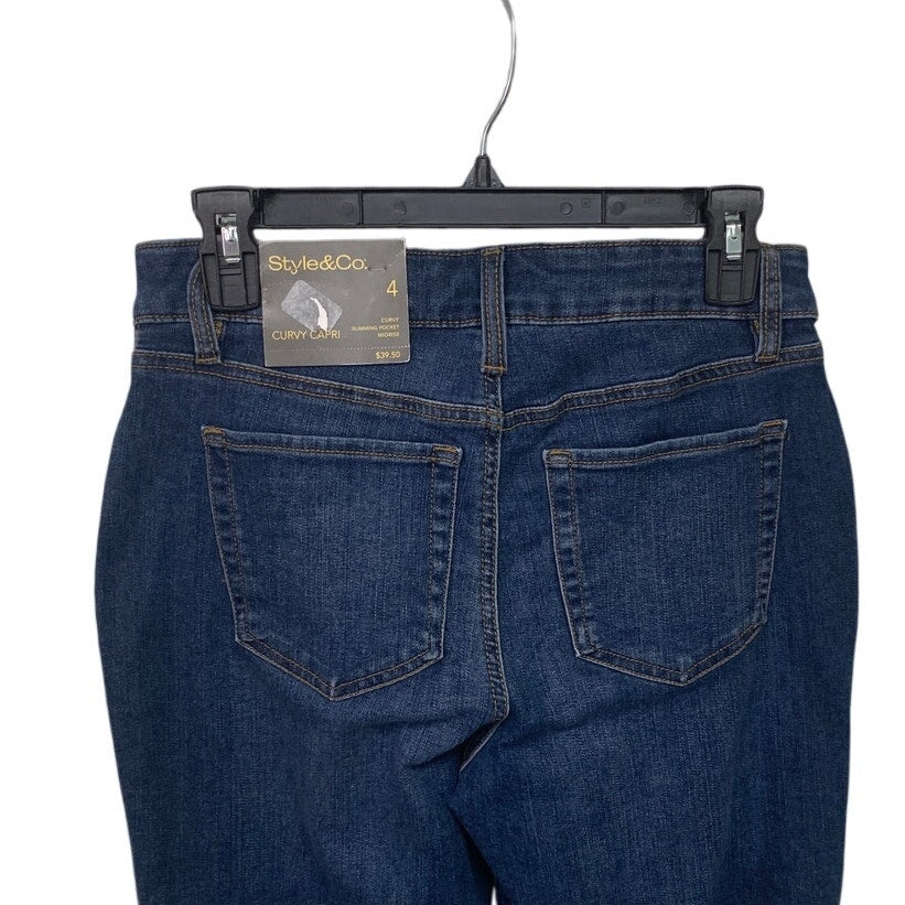 NWT New Womens Style &amp; Co Womens Size 4 Midrise Curvy Capri Denim Blue Jeans