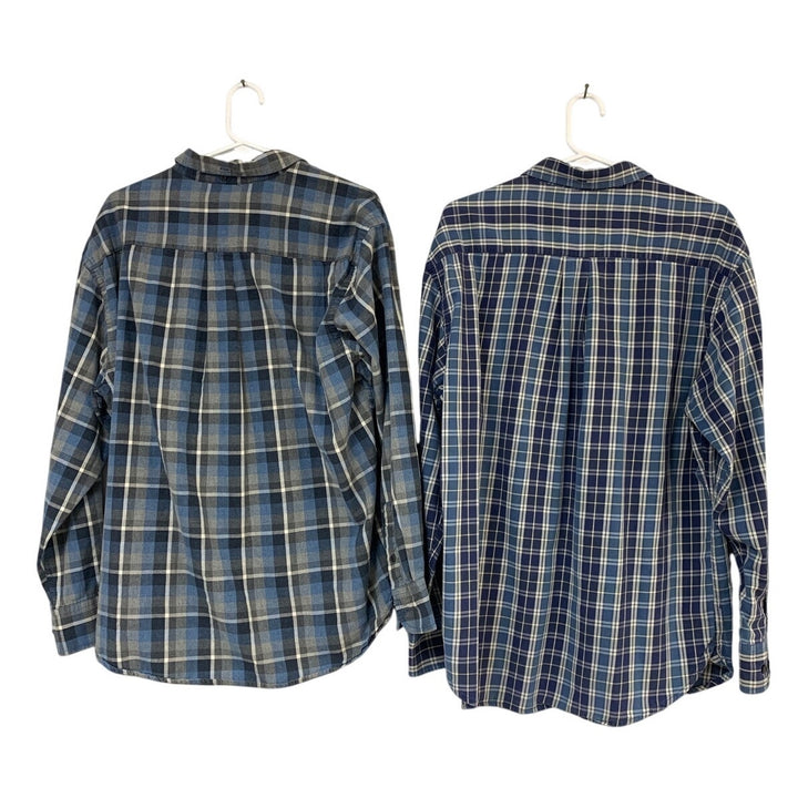 Lot of 2 Dockers Mens Large Blue Plaid Long Sleeve Collared Button Up Shirts