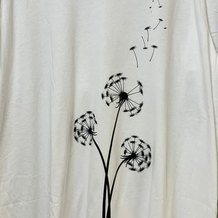 New Hand Printed Mens Size 3XL Dandelion Wish White PolyCotton Short Sleeve Tee