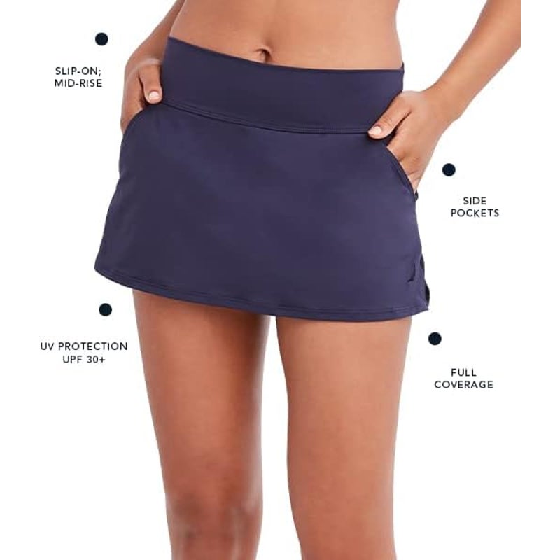 NWT New Nautica Swim Womens Medium Deep Sea Navy Swim Skort ONLY w Pockets