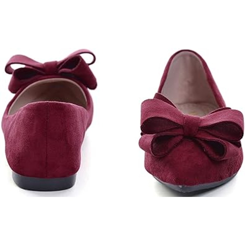 Sailing Lu Womens Size 6.5 Dark Pink Faux Suede Bow Pointy Toe Slide Flat Shoes