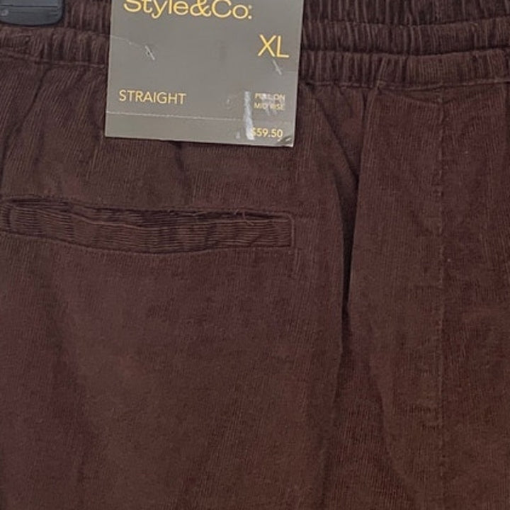 NWT New Style &amp; Co Womens Pull on Mid Rise Straight Elastic Waist Pants
