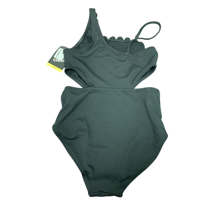 New Art Class Girls XL 14 Solid Black Scalloped Edge 1PC Swim Swimsuit