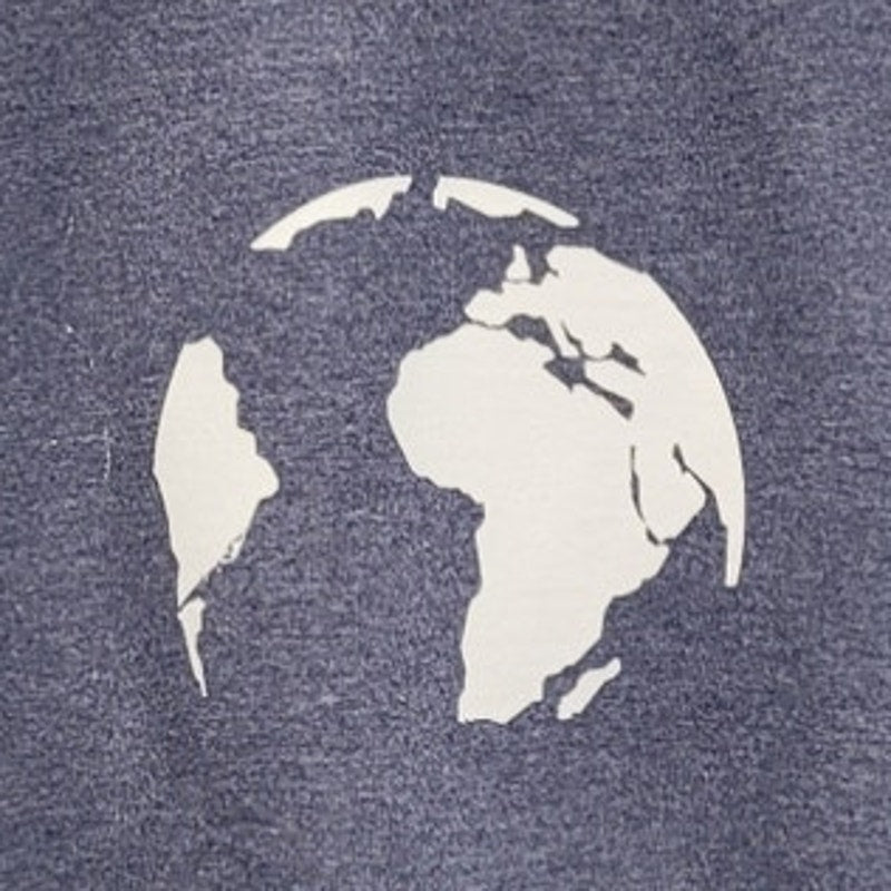 Hand Printed Upcycled Womens 1X PolyBlend Planet Earth Long Sleeve Sweatshirt