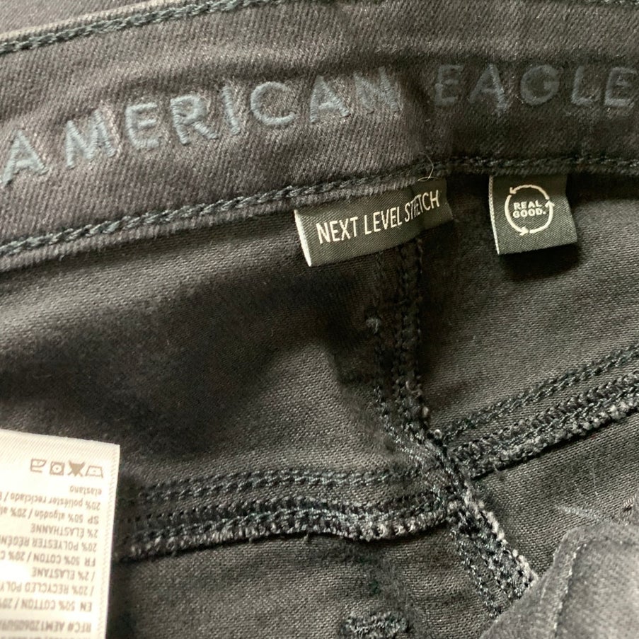 New American Eagle Womens Size 4 Black High Rise Distressed Knees Denim Jeggings
