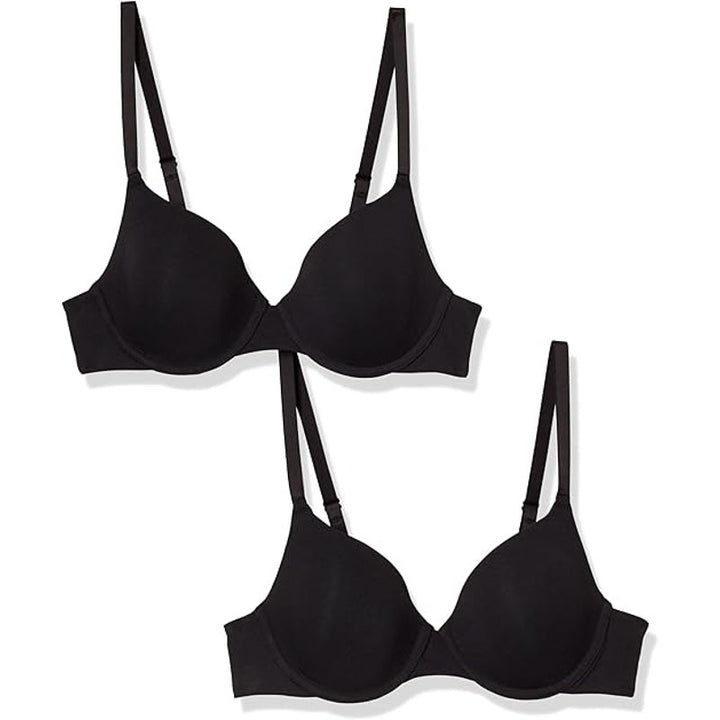 New 2-Pack Amazon Essentials Womens 32DDD Black Comfort Underwire T-Shirt Bras