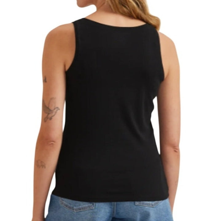 New Eddie Bauer Womens Black Favorite Scoop Neck PolyCotton Sleeveless Tank Top