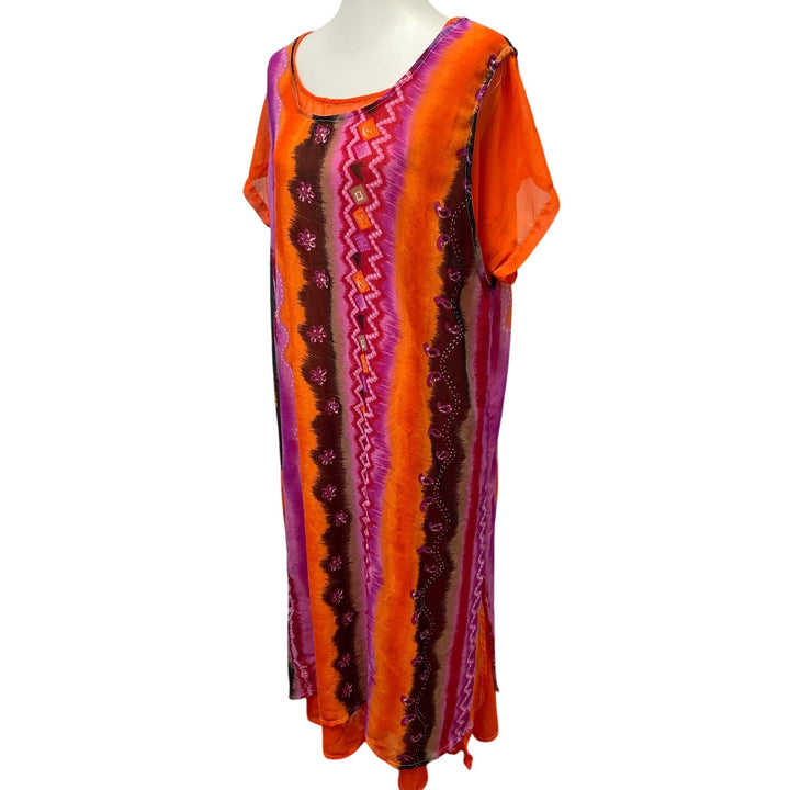 Kirpa Womens 1X Polyester Double Layer Sheer Long Sheath Dress Made In India