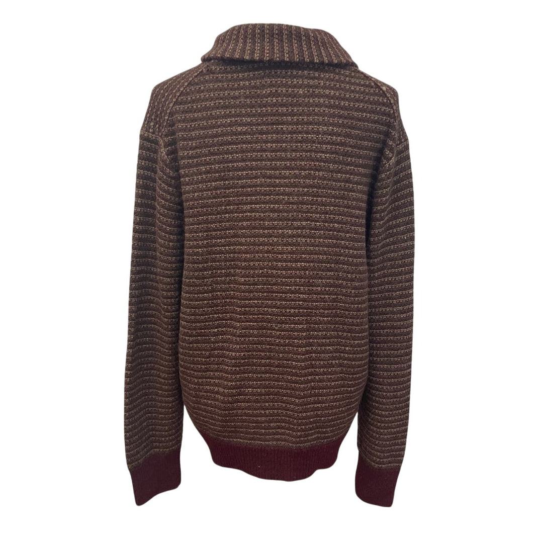 Haggar Clothing Mens Large Wool Blend Long Sleeve Collared Pullover Sweater