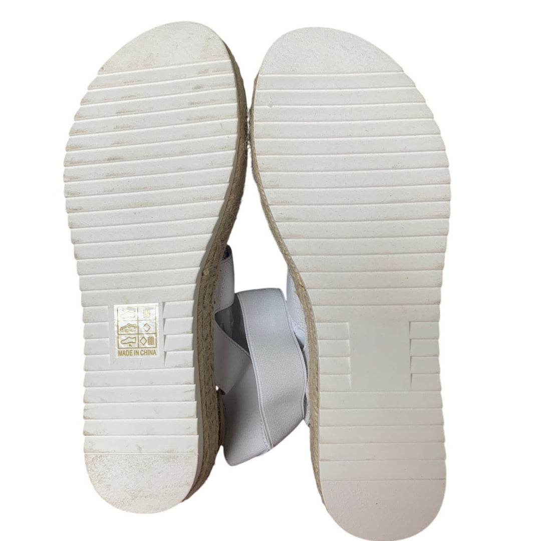 Dream Pairs Womens 9 White Elastic Ankle Strap Open Toe 2.25" Platform Sandals