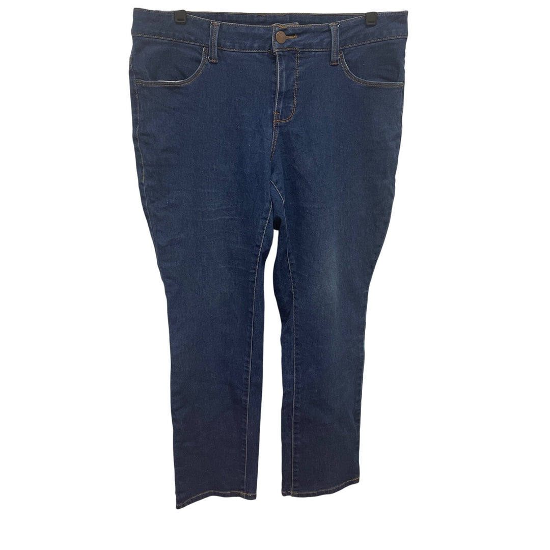 Faded Glory 16WP 16W Petite Stretch Cotton Straight Leg Denim Blue Jeans