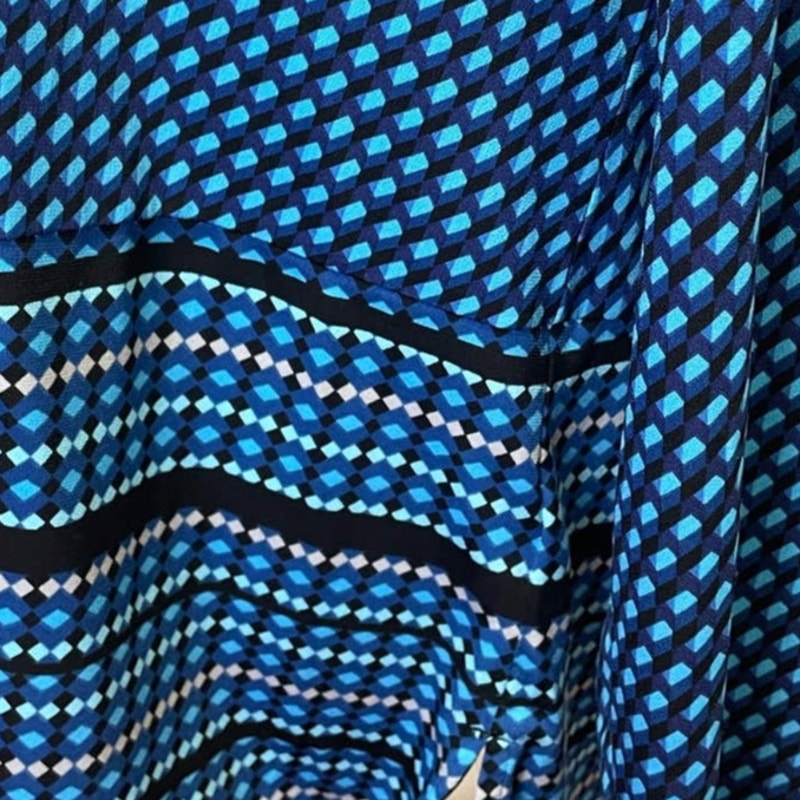 Dana Buchman XL Long Sleeve Polyester Blend Geometric Pattern Blouse Top