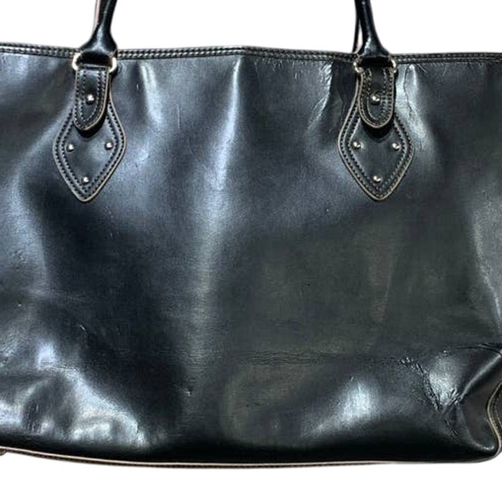 Merona Black Faux Leather Computer Laptop Shoulder Bag Purse W Sleeve &amp; Pockets