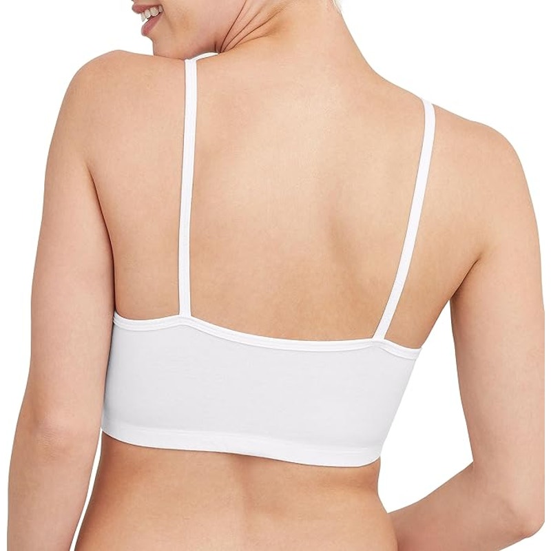 New 3 Pack Hanes Womens Medium White Cotton String Bralettes Sports Bras