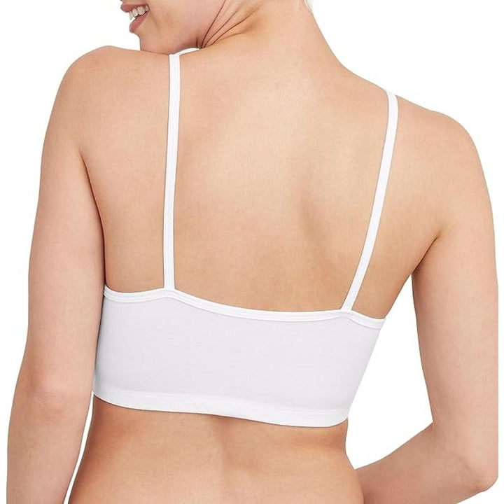 New 3 Pack Hanes Womens Medium White Cotton String Bralettes Sports Bras