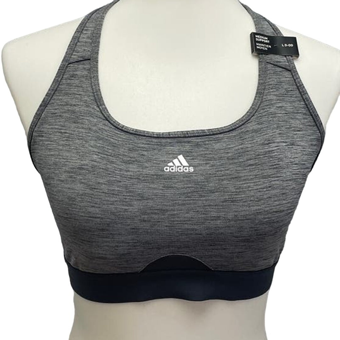 New Adidas Medium 40AC Gray Medium Support Removeable Pads Training Sports Bra