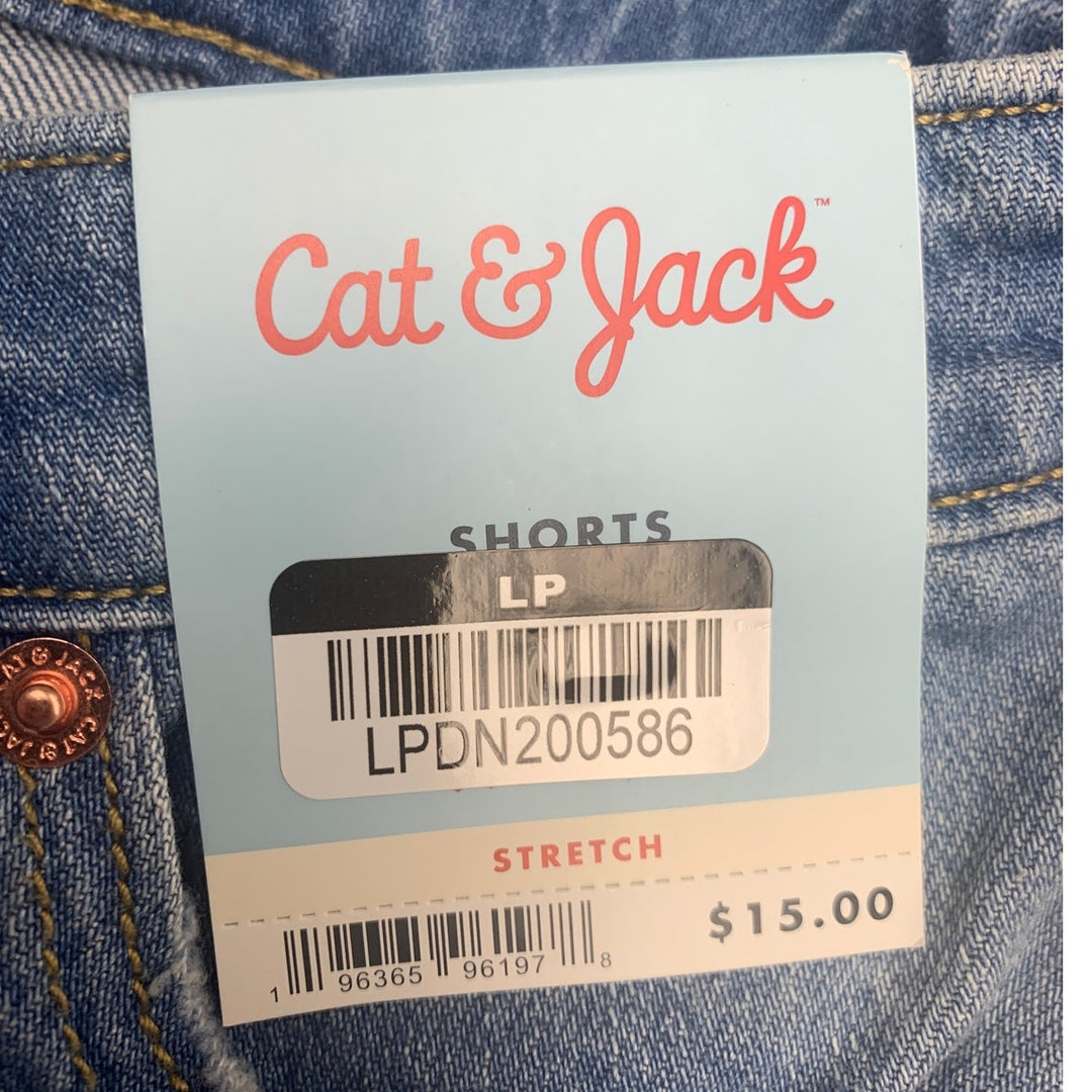 New Cat &amp; Jack Girls Large (10/12) Stretch Cotton Distressed Jean Cutoff Shorts