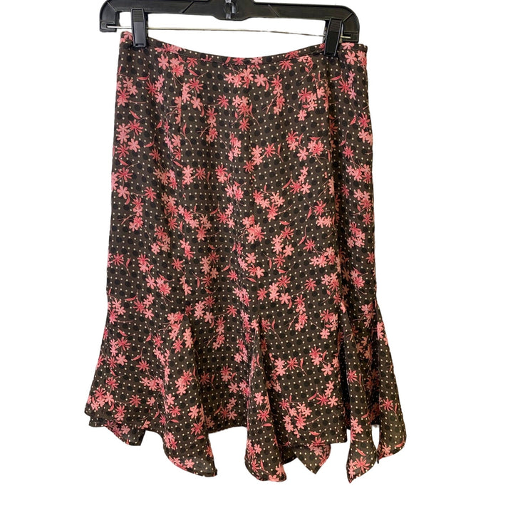 Ann Taylor LOFT Size 4 Polyester Knee-Length Flutter Floral Polka Dot Skirt