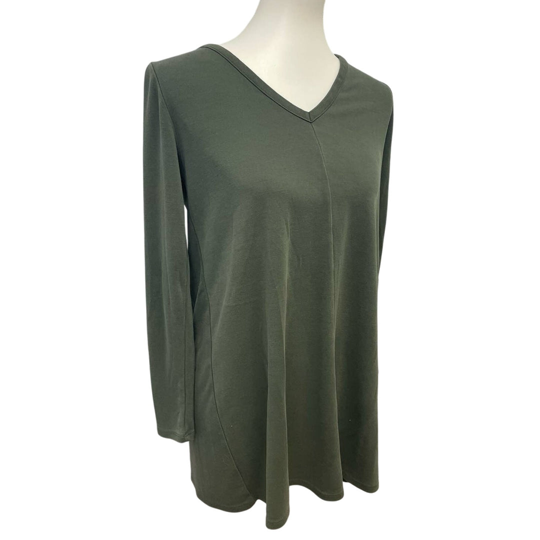 Abercrombie &amp; Fitch Womens Small Olive Green Long Sleeve V-Neck Long Tee Shirt
