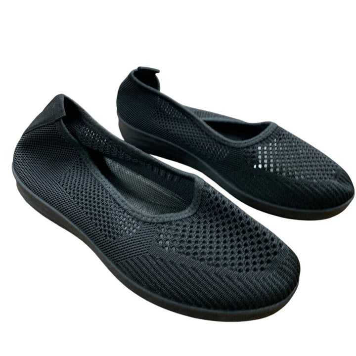 New Womens size 8 Black Fabric Mesh Slip On Casual Flats Comfort Shoes