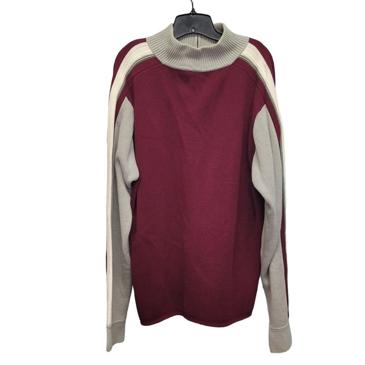 Joe Boxer Mens Large 100% Cotton Long Sleeve Arm Stripes Full Zip Knit Sweater