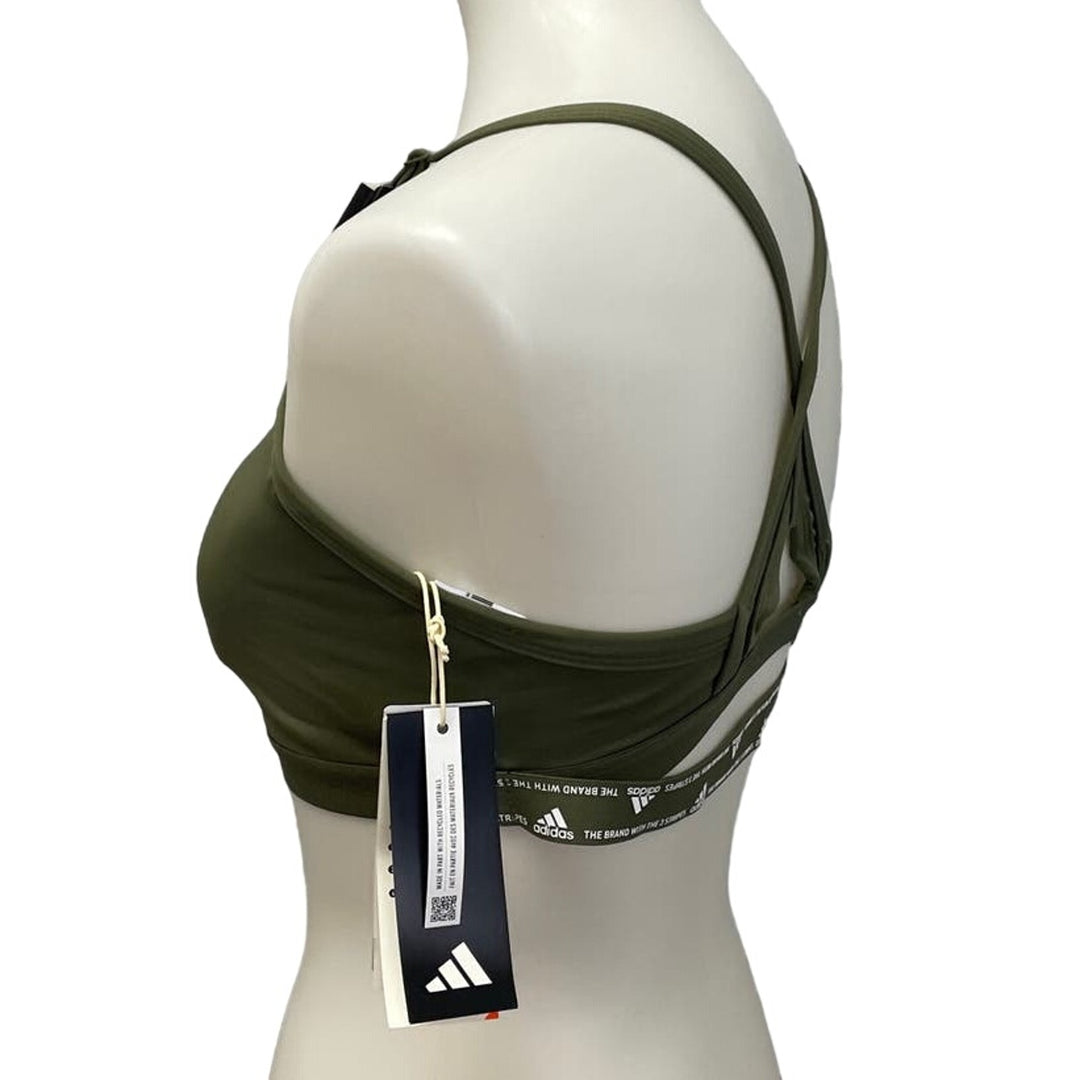 New Adidas Large 44DD Olive Light Support Removeable Pads Training Sports Bra