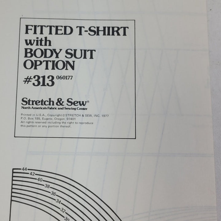 Vintage 1979 Stretch &amp; Sew 313 Fitted T-Shirt Bodysuit Knit Fabric Uncut Pattern