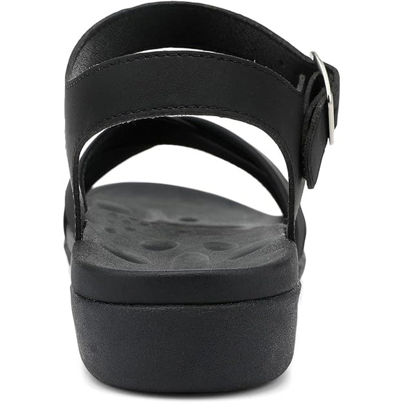 Utenag Womens Size 9.5 Black Open Toe Buckle Strap Comfort Flat Walking Sandals
