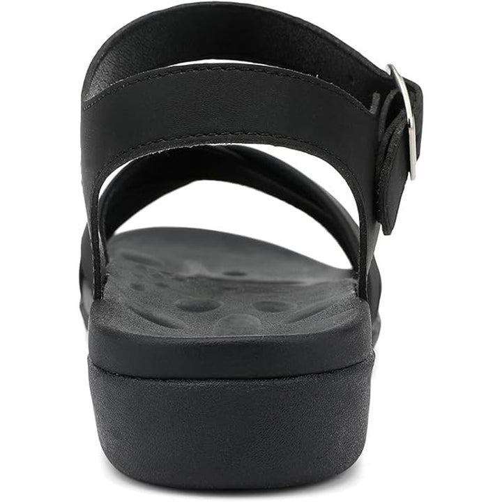 Utenag Womens Size 9.5 Black Open Toe Buckle Strap Comfort Flat Walking Sandals