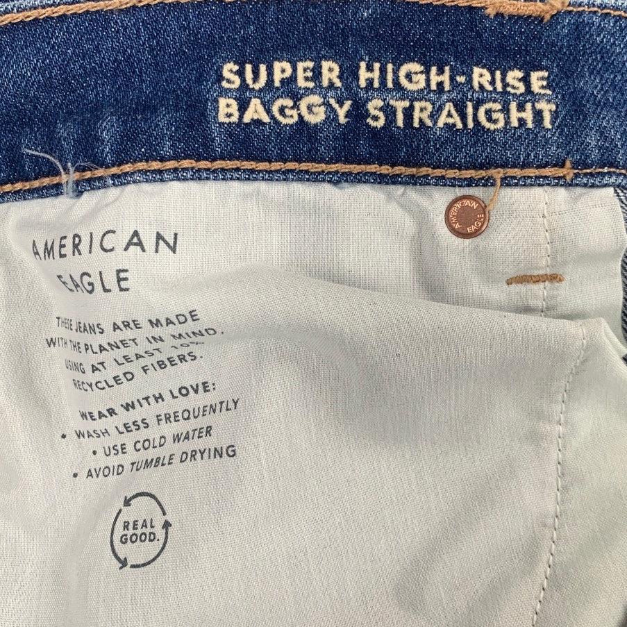 New American Eagle Womens Size 18 Super High Rise Baggy Straight Denim Jeans