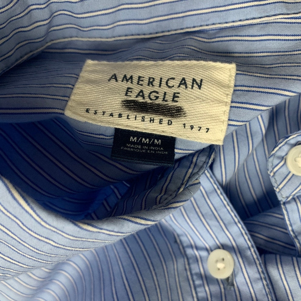 New American Eagle Womens Medium Striped Long Sleeve Button Up Collared Shirt