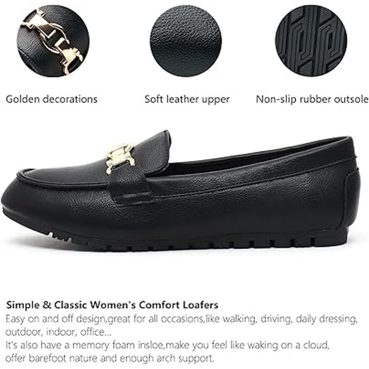 Cvistpieo Womens Size 8 Black Faux Leather Slip On Business Casual Loafers Shoes