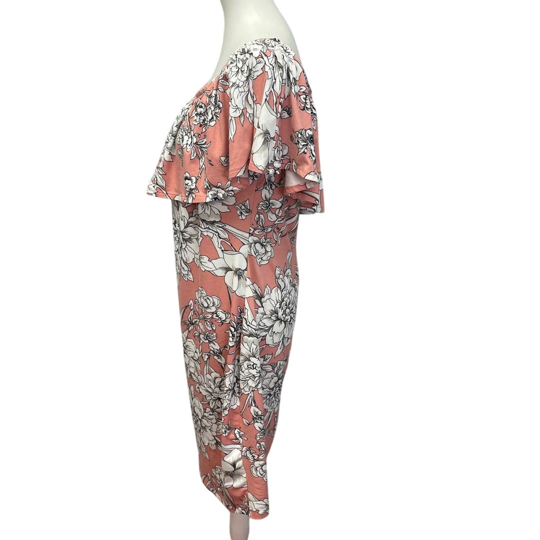 Love J Womens Plus Size 3X Floral Off Shoulder Polyester Blend Midi Dress
